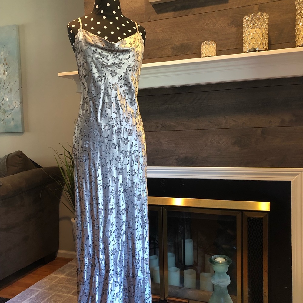Gorgeous Silver-print Floor-length Dress